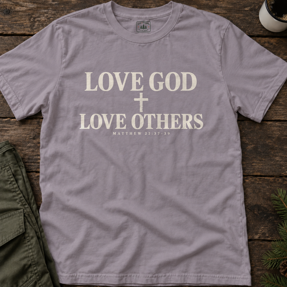 Love God Love Others (serif cross) T-Shirt